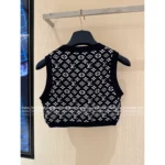 Louis Vuitton 25SS Spring/Summer Collection 🖤 Color-Block Silk Blend Tank - V-Neck Sleeveless Top w/ Embossed Jacquard Logo - Image 4