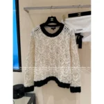 Chanel 2025B Early Fall Collection - Women's Black & White Contrast Mohair/Wool-Silk Blend V-Neck Knit Cardigan & Pullover - Image 2