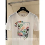 Dior 2025SS Spring/Summer Collection 🌈 Signature Print Linen-Cotton Tee - Hand-Painted Logo Short Sleeve Shirt - Image 9