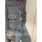 Chanel 25A Peacock Green Woven Tweed 🦚 Cropped Blazer w/ Pockets - Imported Bouclé Jacket (Women’s Luxe Atelier Collection) - Image 11