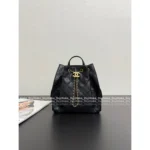 Chanel 25/26 Fall-Winter Collection 🖤 25Bag Drawstring Backpack - Caviar Leather w/ Chain ⛓️ Logo & Adjustable Straps 🎒 - Image 7