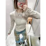 Acne Studios 2025 Early Fall Collection 🆕 Women's Logo-Print Layered Knit - Mock Two-Piece Long Sleeve Pullover - Image 7