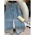 Chanel 2025B Early Fall Collection 🌈 Ombré Wide-Leg Jeans - Slimming Vertical Seam & Stretch Denim (Leg-Lengthening Fit) 👖 - Image 8