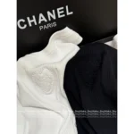 Chanel 2025A New Collection 🤍 Heart Jacquard Logo Top - Cotton Ribbed Sleeveless Vest / Short Sleeve Tee - Image 8
