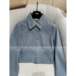 FENDI 2025 Early Fall Collection 🆕 Women's Structured Cropped Denim Jacket - Printed Logo Patch Pockets & Notch Collar - Image 10