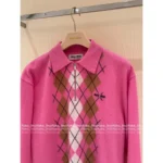 miumiu 2025SS Early Fall Collection 🎀 Argyle Jacquard Cardigan - Preppy Notch Collar w/ Embroidered Logo & Cashmere Blend - Image 13