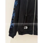 CHROME HEARTS 25SS Early Fall Collection 💙 Keep Edition Hoodie - Blue Print Sanskrit Logo Zip-Up - Image 4