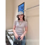Chanel 25B Early Fall Collection ✉️ Jacquard Embroidered Logo Tee - Colorful Short Sleeve Knit Top - Image 9