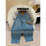 ALEXANDERWANG 2025 New Collection 👖 Mock Two-Layer Wide-Leg Jeans - High-Waisted Scimitar Flare Pants - Image 9