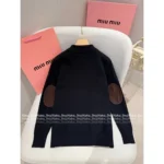 miumiu 2025ss Early Fall Collection - Patchwork Suede, American Retro Preppy Style Wool Zip-Up Knit Cardigan - Image 14