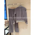 Celine 2025SS Early Fall Collection 🩶 Matte Grey Baseball Set - Embroidery Logo Jacket & Pants - Image 8