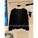 Chanel 🖤 2025B Early Autumn New Collection Black & White Colorblock Mohair/Wool-Silk V-Neck Knit Cardigan / Pullover Sweater for Women - Image 13