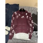 Chanel 2024N Coco Neige Ski Collection ❄️ Burgundy Jacquard Cashmere Sweater - Round Neck Pullover with Dust Bag - Image 16