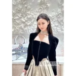 Dior 2025 Fall/Winter Collection 🖤 Velvet Couture Top - Imported Velvet with Bone Corset & Dramatic Sleeves - Image 9