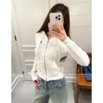 RALPH LAUREN La Fu 2025 Fall/Winter Collection 🤍 "Old Money Style" Hooded Cardigan - Cable Knit Zip-Up Jacket with Embroidery - Image 11