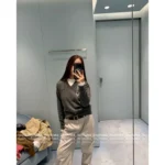miumiu 2025SS Fall/Winter Collection 🩶 Mock Two-Layer Sweater - Embroidered Logo Imported Cashmere Blend - Image 12