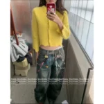 ACNE STUDIOS 2025SS Early Fall Collection 🍋 Supermodel-Approved Cardigan - Imported Mohair Blend Asymmetric Knit - Image 2