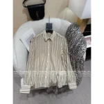 SAINT LAURENT 2025Y+ Spring/Summer Collection 🔆 Women's Striped Silk Shirt - Notch Collar 100% Mulberry Silk with Embroidered Logo - Image 12