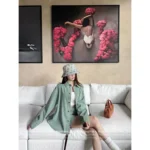 miumiu 2025SS Early Fall Collection 🥑 Heavy Embroidery Denim Set - Washed Shirt & Leather-Tie Shorts - Image 7