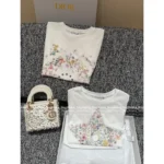 Dior 2025SS Spring/Summer Collection 🌈 Signature Print Linen-Cotton Tee - Hand-Painted Logo Short Sleeve Shirt - Image 9