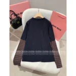 miumiu 25SS Early Fall Collection 🔛 Mock Two-Layer Tee - Round Neck Long Sleeve Shirt w/ Letter Logo & 100% Cotton - Image 5