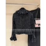 Chanel 2025A Early Fall Runway Collection 🖤 Peplum Blouse Sleeve Jacket - Wool Tweed w/ Silk Lining & Petal Cuffs - Image 16