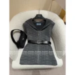 Prada 2025SS Early Fall Collection 🩶 Reversible Hooded Vest - Double-Faced Jacquard Logo w/ Belted Wool Blend - Image 8