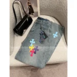 CHROME HEARTS 2025SS Spring/Summer Collection 🌈 Rainbow Cross Logo Jeans - High-Waisted Slimming Wide-Leg Pants 👖 - Image 13