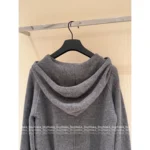Dior 2025SS Early Fall Collection 🩶 Premium Gray Hooded Cardigan - Embroidered Logo Zip-Up w/ Cashmere-Wool Blend - Image 2