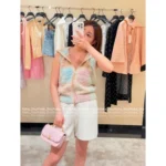 Chanel 25M Early Fall Collection 🌈 Macaron Color-Block Vest - Terry Fabric Hooded Sleeveless Top & V-Cardigan - Image 4