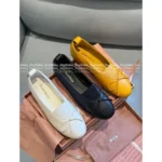 miumiu 2025SS Spring/Summer Collection 🍋 Bow-Tie Leather Mary Janes - Women's Ballet Flats w/ Pearled Sole - Image 5