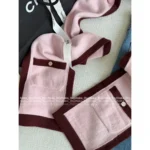 Chanel 25B Fall/Winter Collection 🎀 Women’s 100% Cashmere Hooded Scarf Wrap - Pink Luxury Knit Shawl - Image 12