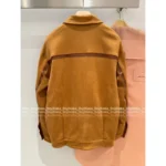 miumiu 2025SS Early Fall Collection 🐻 Oversized Baseball Jacket - Suede/Leather Color-Block w/ Zip Closure & Embroidered Logo - Image 14