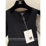 Chanel 2025A New Collection 🤍 Heart Jacquard Logo Top - Cotton Ribbed Sleeveless Vest / Short Sleeve Tee - Image 7
