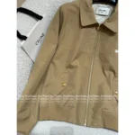 CELINE 2025SS Early Fall Collection 🤎 Structural Utility Jacket - Khaki Canvas w/ 3D Embroidery & Notch Collar - Image 9