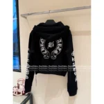 CHROME HEARTS 2025 Early Fall Collection 🖤 Bella Collab Cropped Hoodie - Sanskrit Cross Print & Zip-Up Streetwear - Image 15