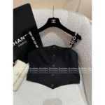 Chanel 2025B Early Fall Collection 🔍 Jennie-Inspired Camisole - Pearl Bow Straps & Crystal Button Bustier - Image 9