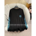 CHROME HEARTS 2025 Early Fall Collection 🔵 Sanskrit Print Logo Tee - Blue Cotton Long Sleeve w/ Round Neck - Image 6
