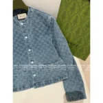 Gucci 2025SS Spring/Summer Collection ❕ GG Logo Burnout Denim Jacket - Embroidered Pocket Detail - Image 5