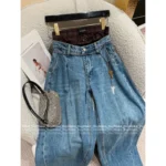 ALEXANDERWANG 2025 New Collection 👖 Mock Two-Layer Wide-Leg Jeans - High-Waisted Scimitar Flare Pants - Image 8