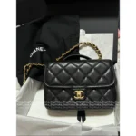 Chanel 🎒 25A Haute Atelier Collection Litchi-Grain Leather Handle & Chain Backpack / Mini Backpack / Tote Bag — Durable & Sturdy - Image 16