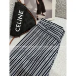 Celine 2025SS Early Fall Collection 🔍 Color-Block Striped Jeans - High-Waisted Straight Leg with Metal Logo Button - Image 5