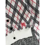 BURBERRY ♥️2025 Early Autumn New Collection Colorblock Plaid Cavalry Embroidered Logo Crewneck Knit Cardigan for Women - Image 9