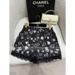 Chanel 2025B Spring/Summer Collection 🌸 Runway Print Logo Lace-Trimmed Camisole/Shorts Set (with Silk) - Image 3