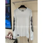 CHROME HEARTS ♥️ Personal Favorite — 2025 Early Fall New Printed Floral Letter Logo Ribbed Crewneck Long-Sleeve T-Shirt for Women - Image 14