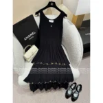 Chanel 2025B Early Fall Collection ✨ Runway Crystal-Embellished Gown - Metal Embroidery & Beaded Vest Cake Skirt Dress - Image 13