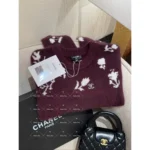 Chanel 2024N Coco Neige Ski Collection ❄️ Burgundy Jacquard Cashmere Sweater - Round Neck Pullover with Dust Bag - Image 15