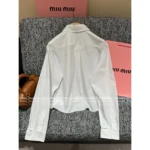 miumiu 2025SS Early Fall Collection 🤍 Short White Shirt - Notch Collar Logo Classic Style - Image 10
