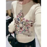 Dior 2025 Early Autumn Collection ⭐️ Colorful Yarn Jacquard Logo Sweater - Round Neck Star-Pattern Wool Knit Women's Pullover - Image 3