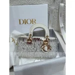 Dior 2025 Limited Edition D-Joy Bag 🤍 Horizontal Leather Tote w/ Embroidery & Crystal Pendant - Image 3
